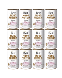 BRIT Mono Protein Rabbit 12x400 g cu iepure hrană umedă câini