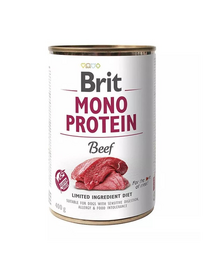 BRIT Mono Protein Beef 12x400 g cu vita, hrana monoproteica pentru caini