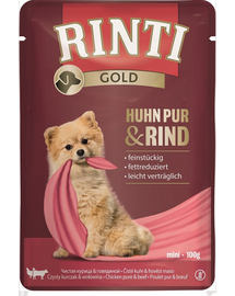 RINTI Chicken Pure&Beef Mini plic pentru caine talie mica 100 g pui si vita