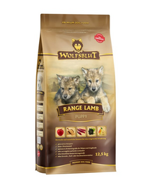 WOLFSBLUT Range Lamb Puppy Hrana uscata pentru catelusi, cu miel si prez brun 12,5 kg