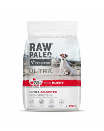RAW PALEO Ultra Beef Mini Puppy 750g pentru catei rasa mica, cu vita