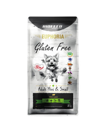 BIOFEED EUPHORIA Gluten Free hrana cu miel pentru catei rasa mica si mini 2 kg