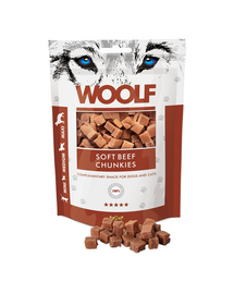 WOOLF Soft Beef Chunkies 100g bucatele de vita pentru pisici si caini