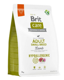 BRIT CARE Hypoallergenic Adult Small Breed Lamb 3 kg hrana caini adulti rasa mica, cu miel