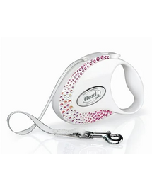 FLEXI Glam S Petite Composition Lesa alba cu banda pentru caini 3 m decorat cu Swarovski