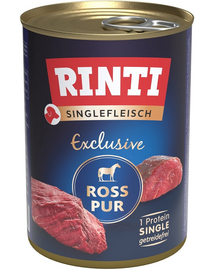 RINTI Singlefleisch Exclusive Horse Pure carne de cal hrana pentru caini 400 g monoproteica
