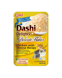 INABA Cat Dashi Delights Delicate Flakes pui si branza hrana pisica 40g