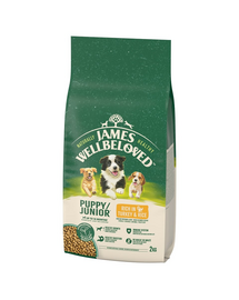 JAMES WELLBELOVED Junior 2 kg hrana pentru catei <14 luni bogata in curcan si orez