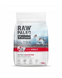 RAW PALEO Ultra Beef Mini Adult 750g pentru caini adulti rasa mica, cu vita