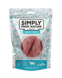 SIMPLY FROM NATURE Meat Strips carne oaie si orez pentru caini 80 g
