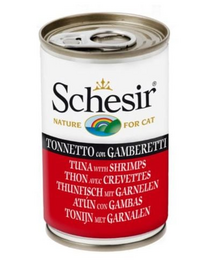 SCHESIR Hrană umedă pentru pisici, cu ton și creveți 140 g
