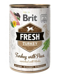 BRIT FRESH Turkey & Peas 400g conserva pentru caini, din curcan si mazare