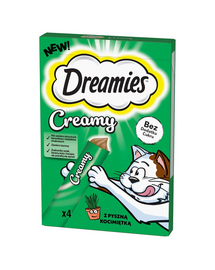 DREAMIES Creamy cu iarba matei 4x10 g snack cremos pisici