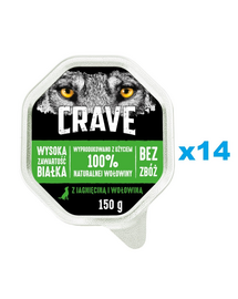 CRAVE Pachet hrana umeda pentru caini, chiftelute cu miel si vita 14x150 g