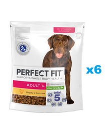 PERFECT FIT Adult 1+ cu pui 6x825g hrana caine rasa mare