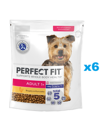 PERFECT FIT Adult 1+ 6x825g hrana caini rase mici, cu pui