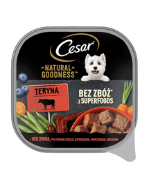 CESAR Natural Goodness 100 g tavita hrana umeda caine, cu vita, fasole verde, morcovi si fructe de padure