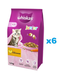 WHISKAS Junior 6x1,4 kg hrana uscata completa pentru pisoi cu pui delicios
