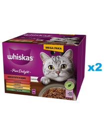 WHISKAS Adult Pure Delight 48x85 g Juicy Jellied Bites cu carne de vita, pui, miel, pasare pentru pisici adulte