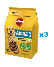 PEDIGREE Adult 3x2,6 kg pui si legume, hrana caini talie medie si mare