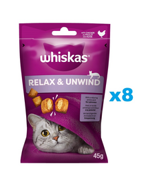 WHISKAS Relaxare si Calm 8x45 g snack cu pui pentru pisica