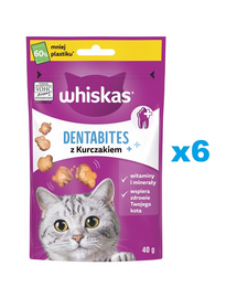 WHISKAS Dentabites 6x40 g gustare dentara pisici adulte, cu pui