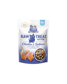 BRIT Recompense pisoi Care Raw Treat Freeze Dried Kitten 40 g pui si somon liofilizat cu probiotice