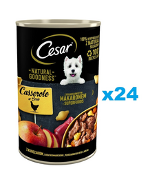 CESAR Hrana pentru caini cu pui, cu morcovi, paste din cereale integrale si mere, in sos 24x400 g