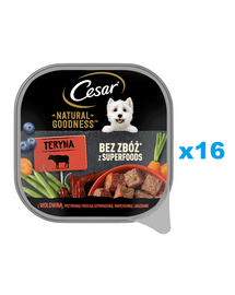CESAR Natural Goodness Mancare caine, cu vita, fasole verde, morcovi si fructe de padure 16x100 g