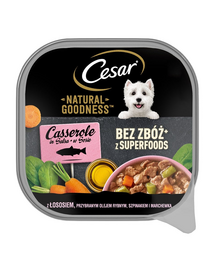 CESAR Natural Goodness hrana umeda in sos pentru caine 100 g cu somon imbogatit cu ulei de peste, spanac si morcovi
