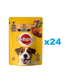 Plicuri pentru caini PEDIGREE Adult 24x100g bucati de pui si legume in sos