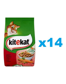 KITEKAT mancare uscata pentru pisici cu carne de vita si legume 14x300g