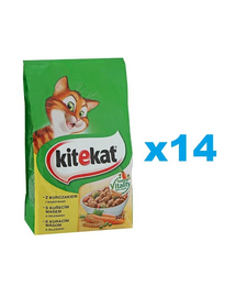 KITEKAT pachet hrana uscata pisica, pui si legume 14x300g