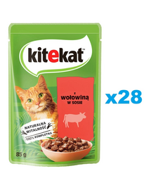 KITEKAT Plicuri hrana pisici adulyte, cu vita in sos 28x85 g