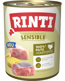 RINTI Sensible pentru caini sensibili 800g curcan si cartofi