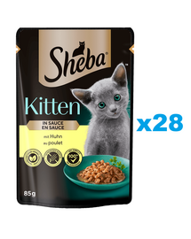 SHEBA Kitten plicuri pentru pui pisica 28x85 g bucati de pui in sos