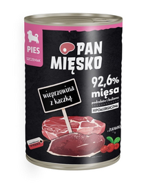 PAN MIĘSKO Hrana pentru catelusi cu porc si rata 400 g
