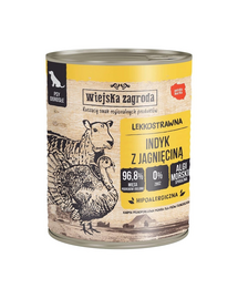 WIEJSKA ZAGRODA hrana umeda fara cereale pentru caini 800 g curcan si miel