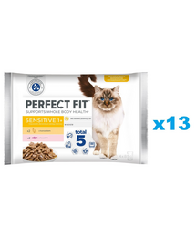 PERFECT FIT Sensitive 1+ plicuri in sos pisica adulta 52x85 g cu pui si somon