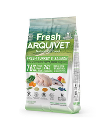 Hrana pentru catei, semiumeda ARQUIVET Fresh Puppy Junior 2,5 kg curcan si somon