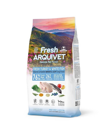 Hrana semiumeda ARQUIVET Fresh Senior Light pentru caine senior 10 kg curcan si peste alb