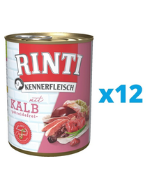 RINTI Kennerfleisch Veal Hrana umeda caini, cu vitel 12 x 800 g