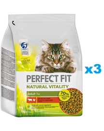 PERFECT FIT Natural Vitality 3x2,4 kg mancare pisica adulta cu pui si vita