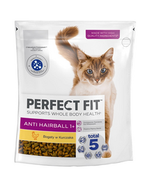 PERFECT FIT Antihairball 1+ 750 g hrana cu pui pentru pisici adulte