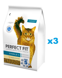 PERFECT FIT Sterile 1+ 3x2,8 kg hrana pisici sterilizate, cu pui