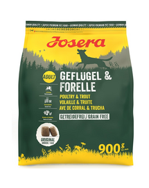 Sac hrana JOSERA Geflügel Forelle 900 g pentru caini activi, fara cereale