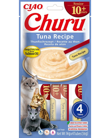 INABA Churu Cat Senior Tuna 4x14g gustare cremoasa cu aroma de ton pentru pisici in varsta