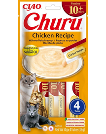 INABA Churu Cat Senior Chicken 4x14g recompensa cremoasa cu aroma de pui pentru pisici mai in varsta