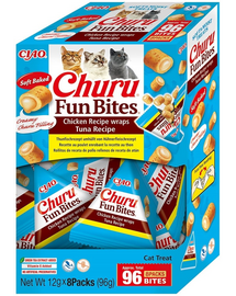 INABA Churu Cat Fun Bites Chicken with Tuna 8x12g wrapuri cu pui și ton pentru pisici