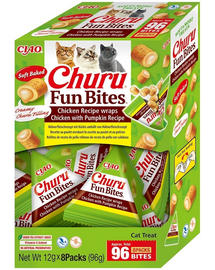INABA Churu Cat Fun Bites Chicken with Pumpkin 8x12g wrapuri cu pui și dovleac pentru pisici